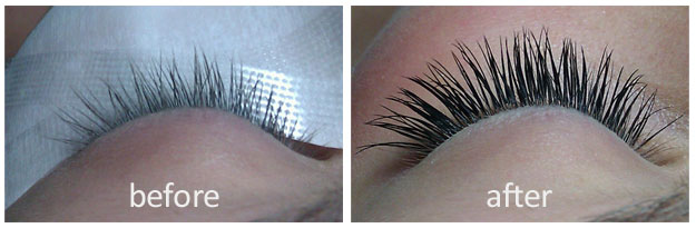 Before and After images of Lash Extensions 
